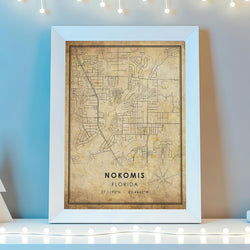 Nokomis, Florida Vintage Style Map Print 