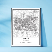 
              Minsk, Belarus Modern Style Map Print
            