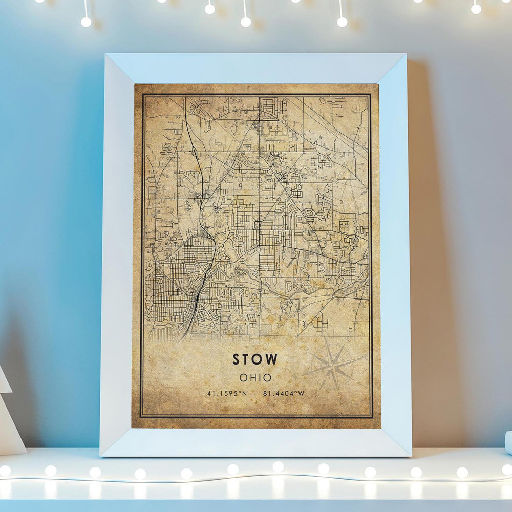 Stow, Ohio Vintage Style Map Print 