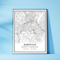 Asheville, North Carolina Modern Map Print 