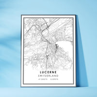 Lucerne, Switzerland Modern Style Map Print  