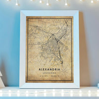 
              Alexandria, Louisiana Vintage Style Map Print 
            