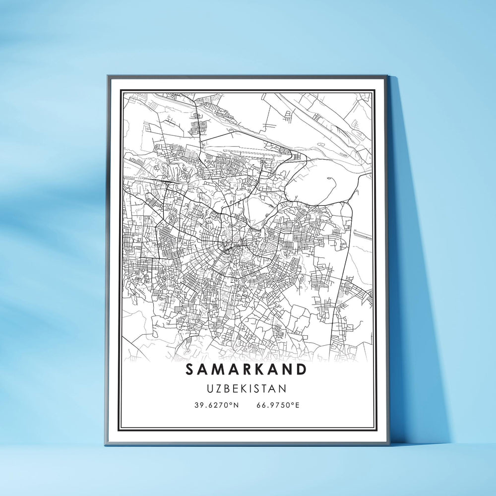 Samarkand, Uzbekistan Modern Style Map Print