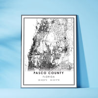 
              Pasco County, Florida Modern Map Print
            