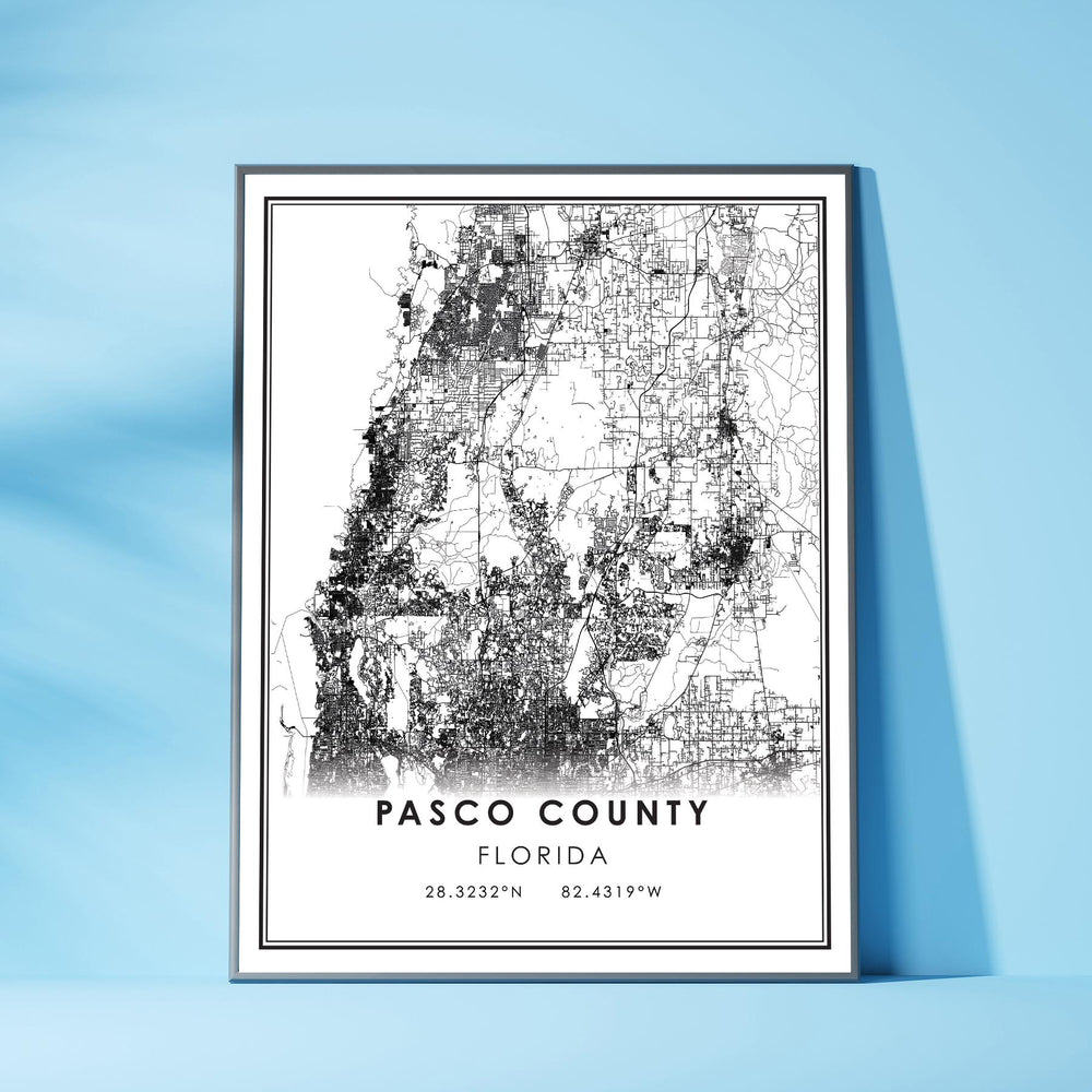 Pasco County, Florida Modern Map Print