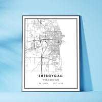 Sheboygan, Wisconsin Modern Map Print 
