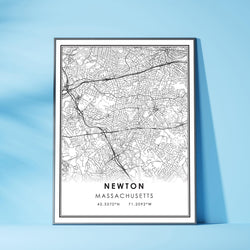 Newton, Massachusetts Modern Map Print