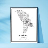 
              Moldova, Europe Modern Style Map Print
            