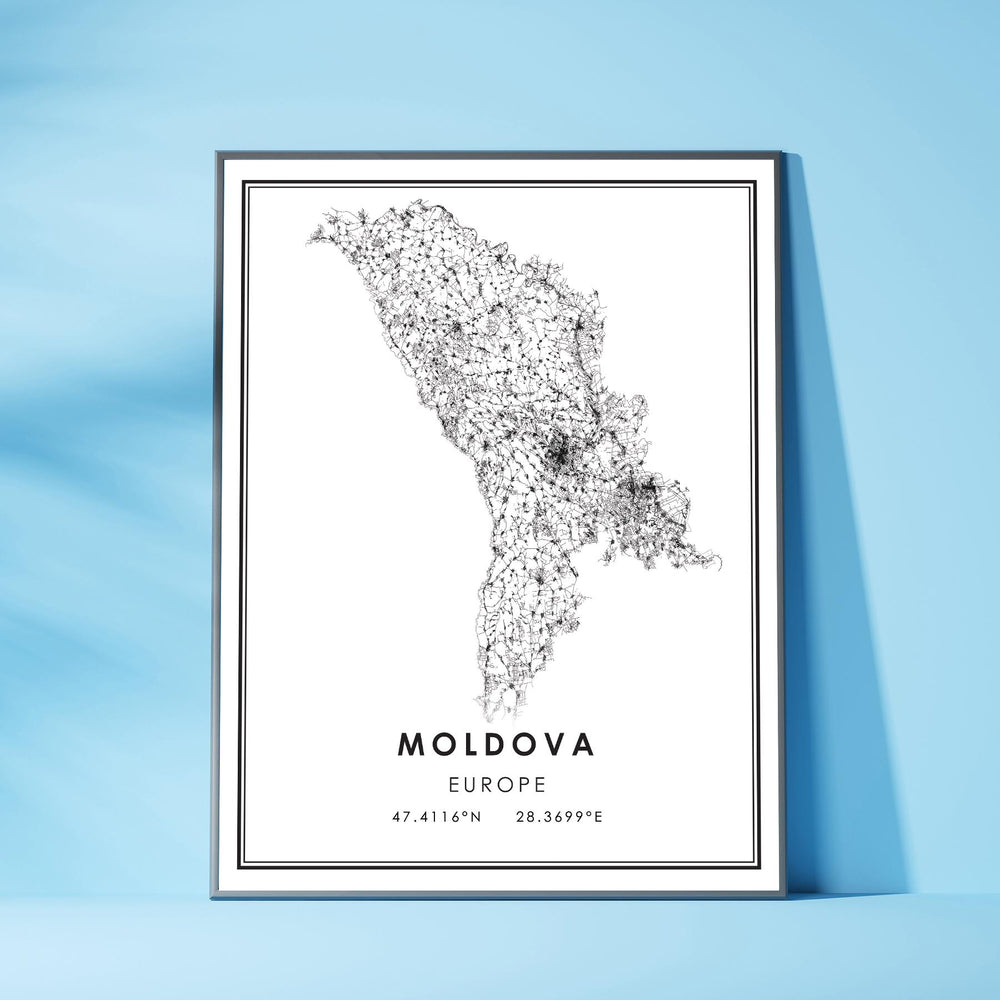 Moldova, Europe Modern Style Map Print
