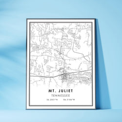 Mt. Juliet, Tennessee Modern Map Print