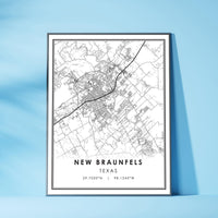 
              New Braunfels, Texas Modern Map Print
            