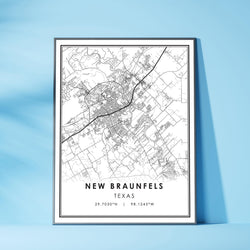 New Braunfels, Texas Modern Map Print