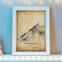 
              Alexandria, Egypt Vintage Style Map Print 
            