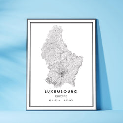 Luxembourg, Europe Modern Style Map Print 