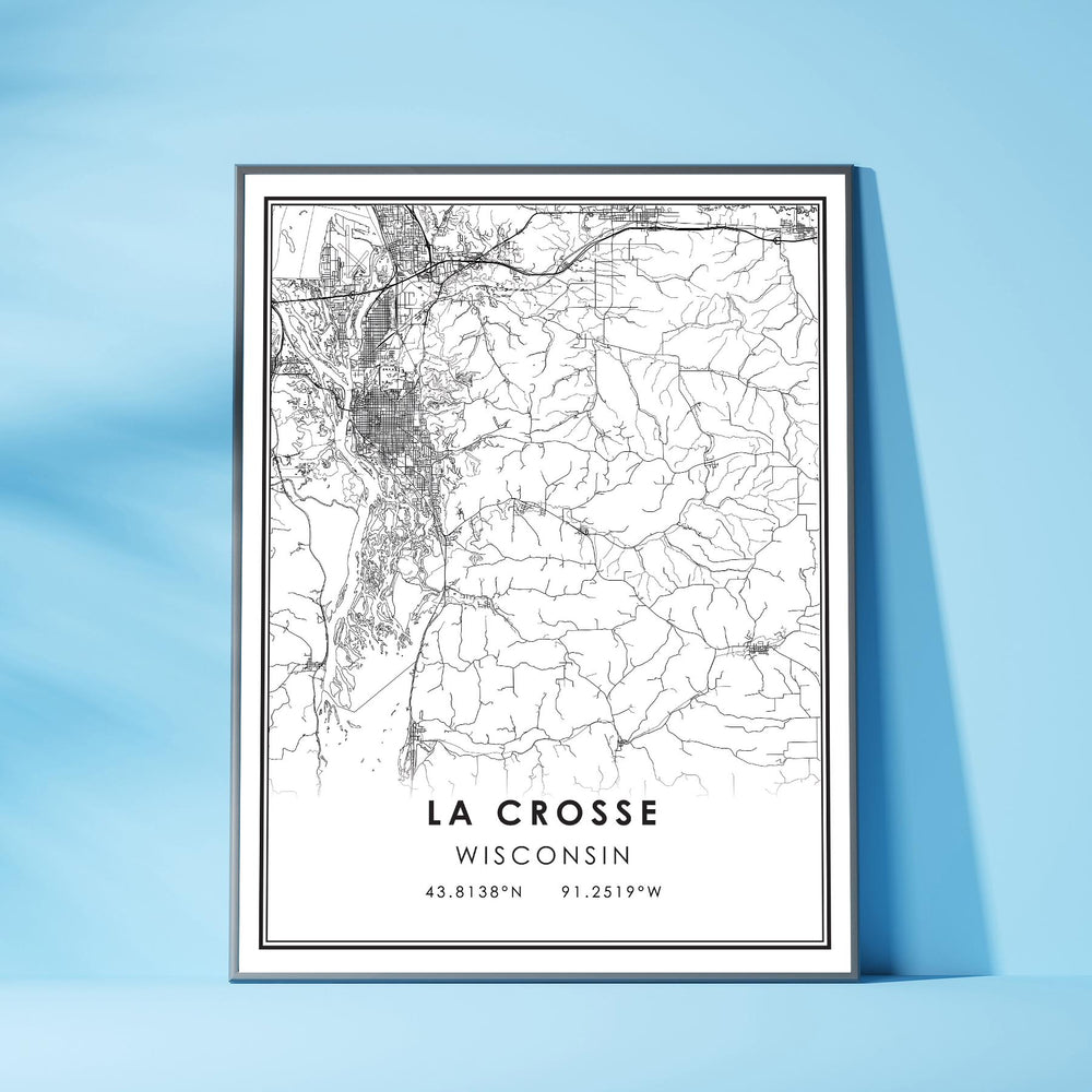 La Crosse, Wisconsin Modern Map Print