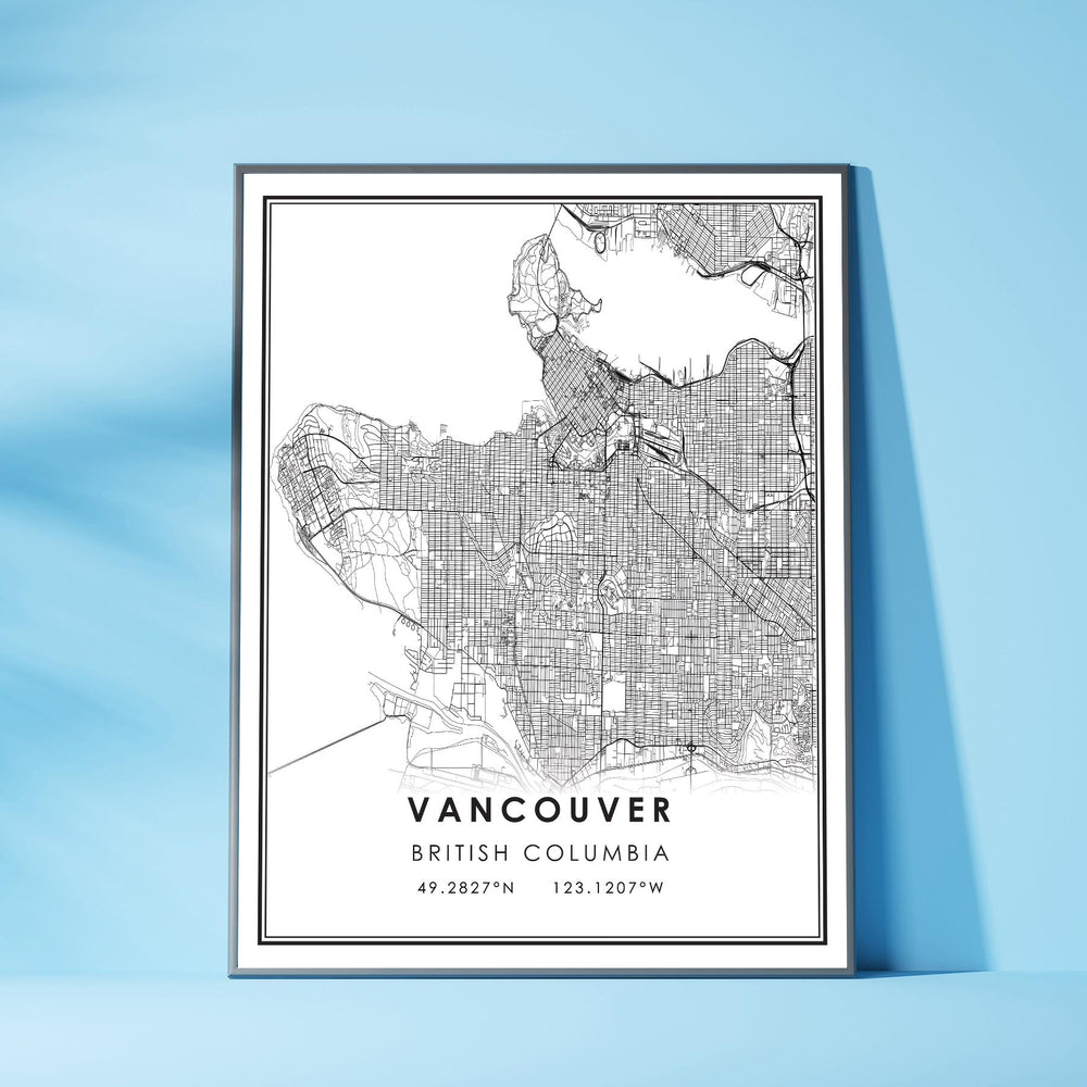 Vancouver, British Columbia Modern Style Map Print 