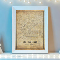 Beverly Hills, California Vintage Style Map Print 