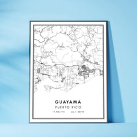 
              Guayama, Puerto Rico Modern Style Map Print
            