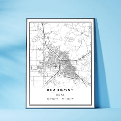Beaumont, Texas Modern Map Print 