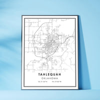 Tahlequah, Oklahoma Modern Map Print