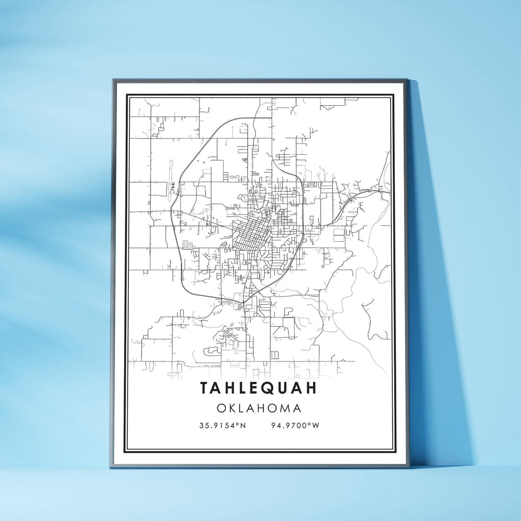 Tahlequah, Oklahoma Modern Map Print