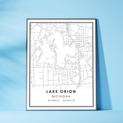 Lake Orion, Michigan Modern Map Print