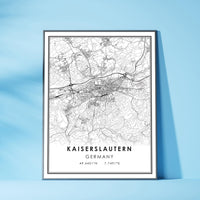 
              Kaiserslautern, Germany Modern Style Map Print
            