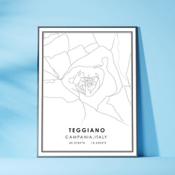 Teggiano, Italy Modern Style Map Print 