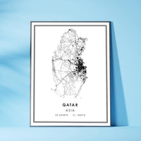 Qatar, Asia Modern Style Map Print 