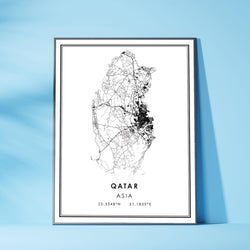Qatar, Asia Modern Style Map Print 