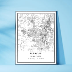 Franklin, Tennessee Modern Map Print 