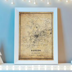 Auburn, Alabama Vintage Style Map Print
