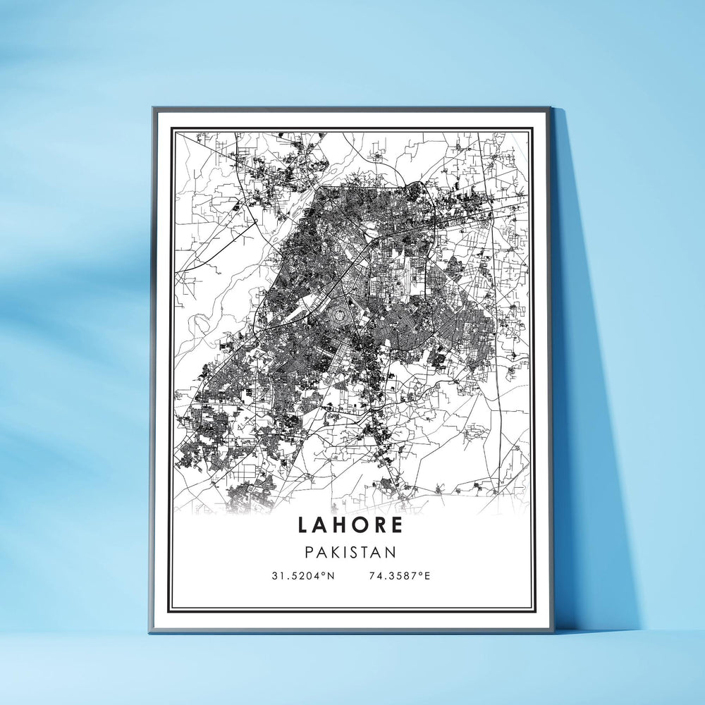 Lahore, Pakistan Modern Style Map Print 