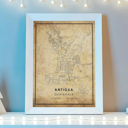 Antigua, Guatemala Vintage Style Map Print