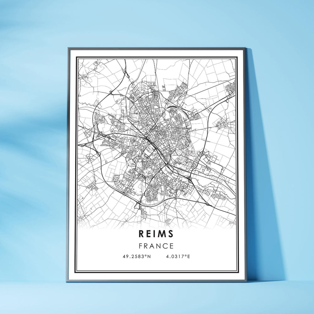 Reims, France Modern Style Map Print