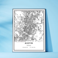 Austin, Texas Modern Map Print 