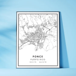 Ponce, Puerto Rico Modern Style Map Print 