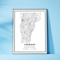 
              Vermont, United States Modern Style Map Print 
            