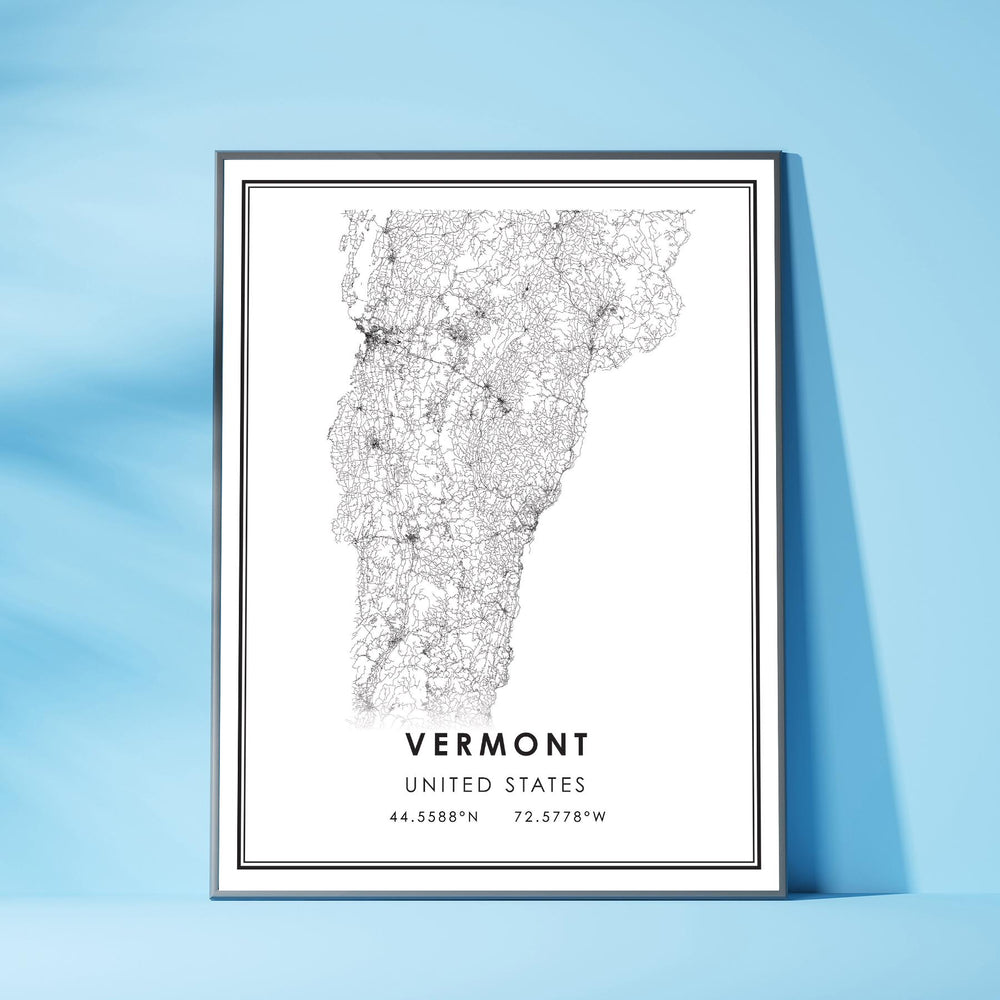 Vermont, United States Modern Style Map Print 