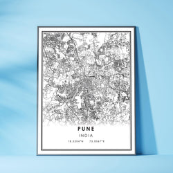 Pune, India Modern Style Map Print 