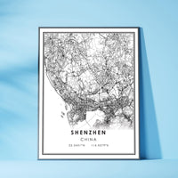 
              Shenzhen, China Modern Style Map Print 
            