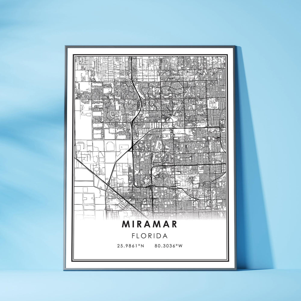 Miramar, Florida Modern Map Print 