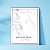 Lincoln County, Wyoming Modern Map Print