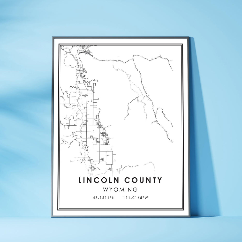 Lincoln County, Wyoming Modern Map Print