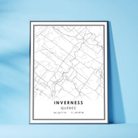 
              Inverness, Quebec Modern Style Map Print 
            