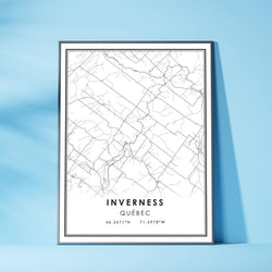Inverness, Quebec Modern Style Map Print 