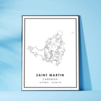 
              Saint Martin, Caribbean Modern Style Map Print 
            