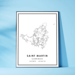 Saint Martin, Caribbean Modern Style Map Print 