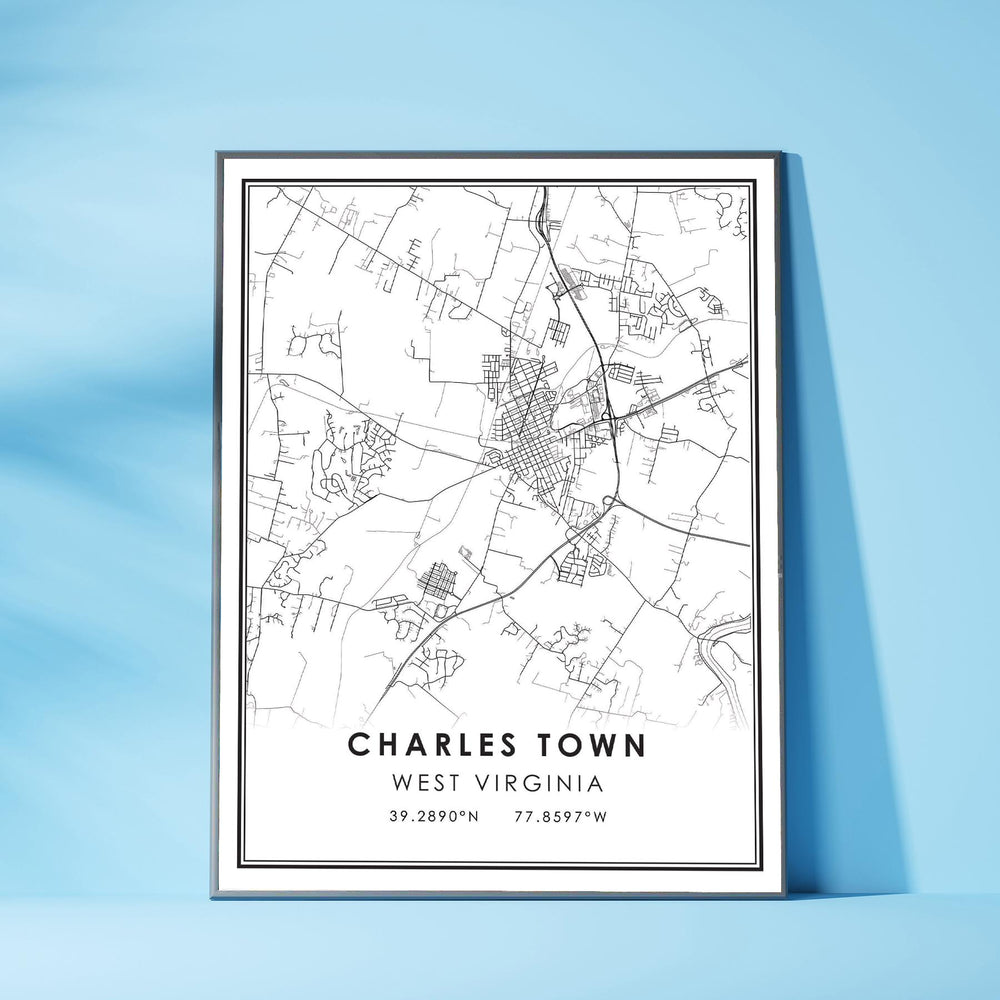 Charles Town, West Virginia Modern Map Print 