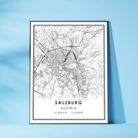 
              Salzburg, Austria Modern Style Map Print 
            